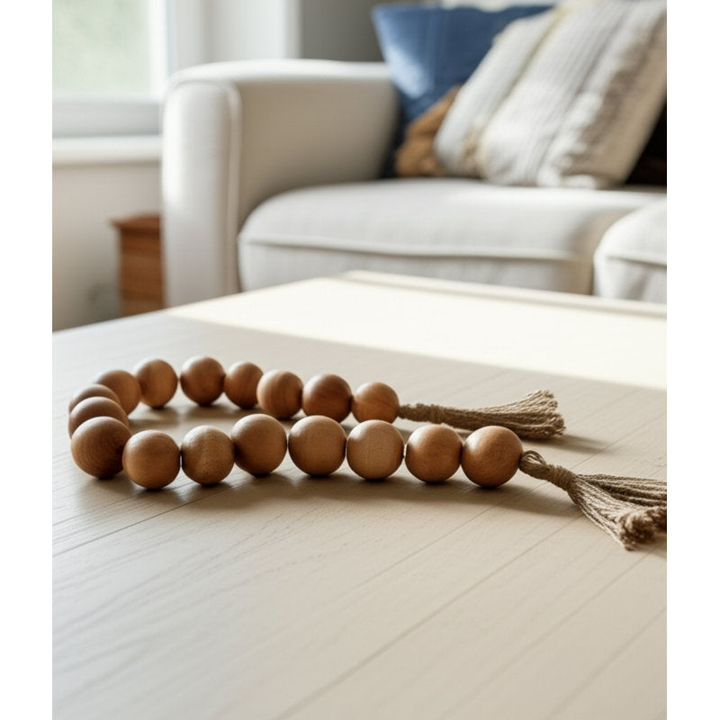 Sagebrook Home Osman Mango Wood and Jute Beaded Garland