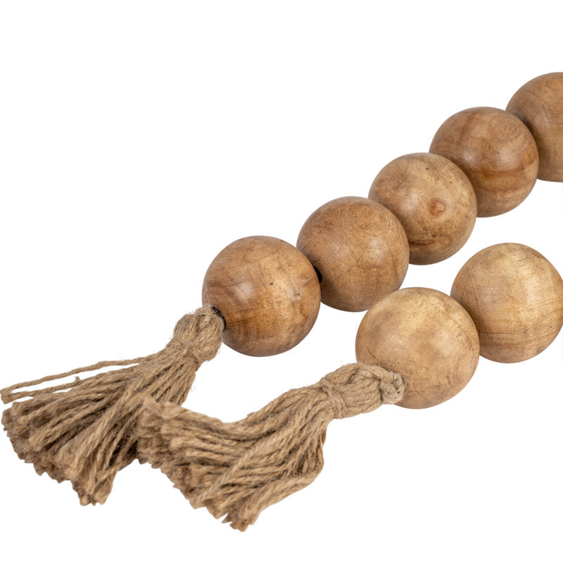 Sagebrook Home Osman Mango Wood and Jute Beaded Garland