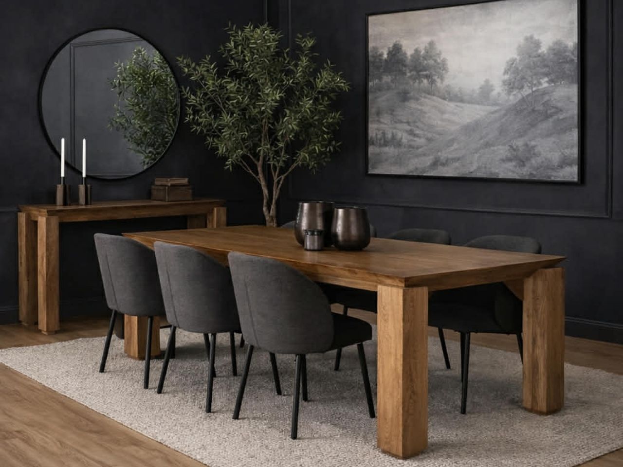 Sapphira Brown Wood Tapered Top Rectangular Dining Table in Calgary
