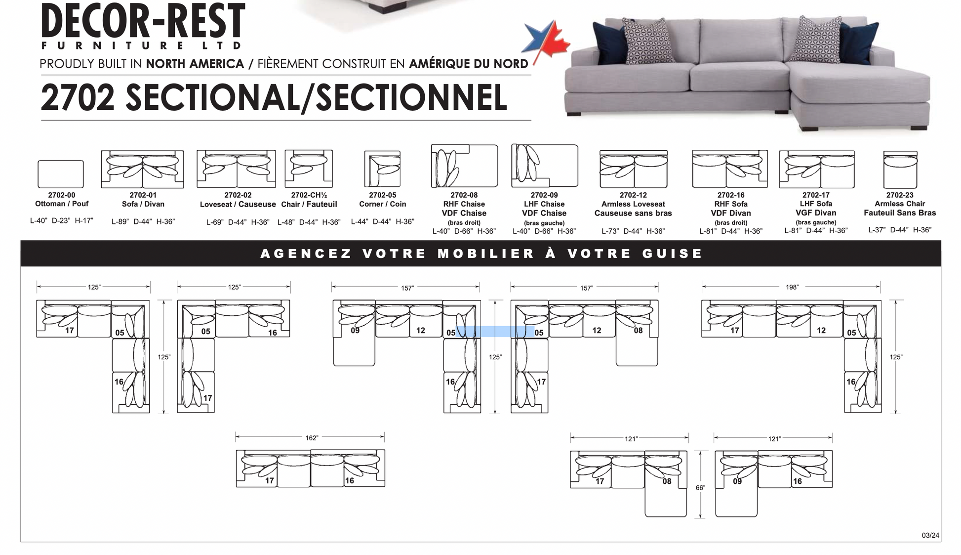 2702 Decor-Rest Sectional 🇨🇦 - Calgary Furniture Store