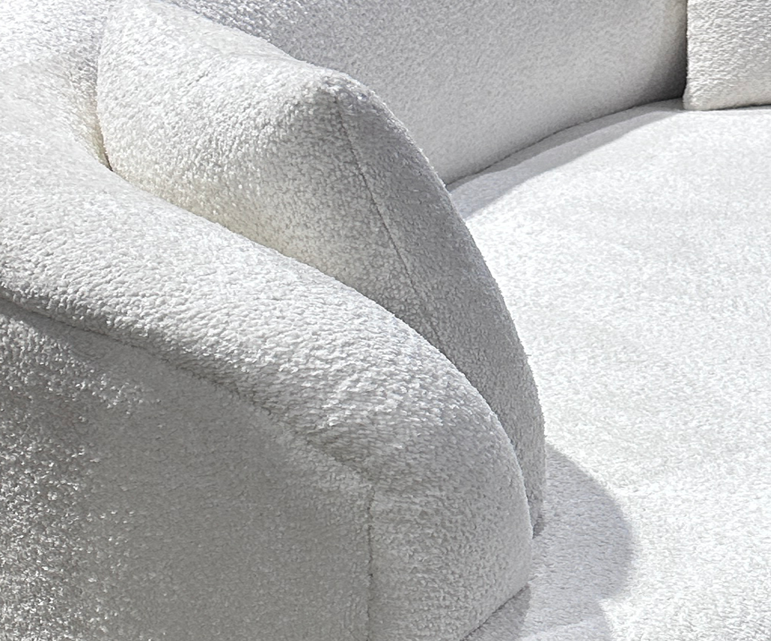 Sedona Curved Modern Sofa – Plush Upholstered White Bouclé Design