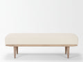 Shae Brown Wood w/ Oatmeal Fabric Bench - Calgary Furniture Store 