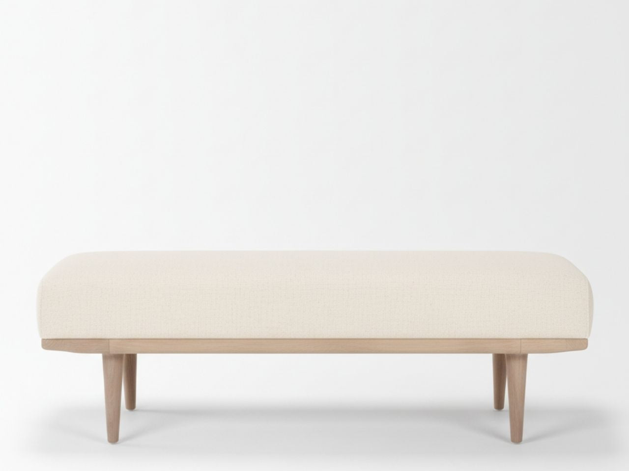 Shae Brown Wood w/ Oatmeal Fabric Bench - Calgary Furniture Store 