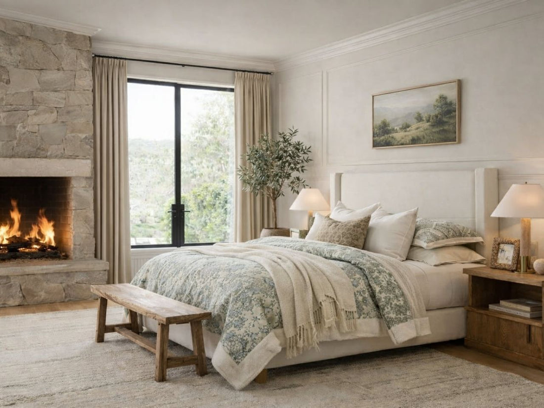 Shay Custom Canadian Made Bed pillows and wooden bench 