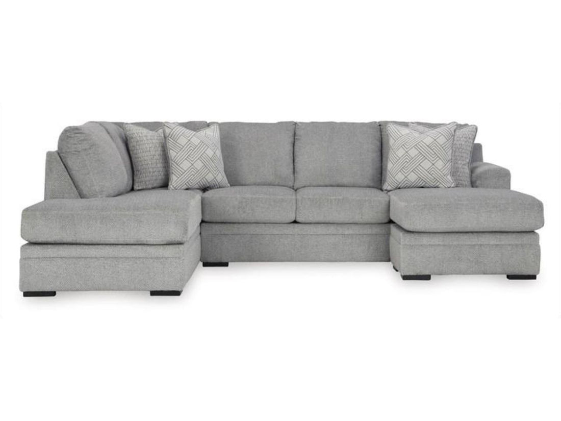 Signature Design Casselbury 2-Piece Fabric Sectional Sofa with Double Chaise in a white background