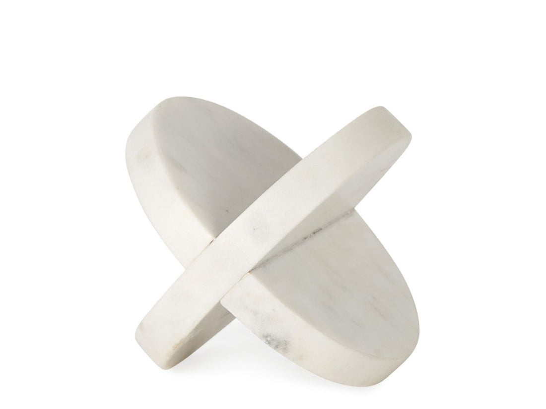 Sophia Small White Marble Geometric Ornament 6x6x6 Decor Display in Calgary in a white background 