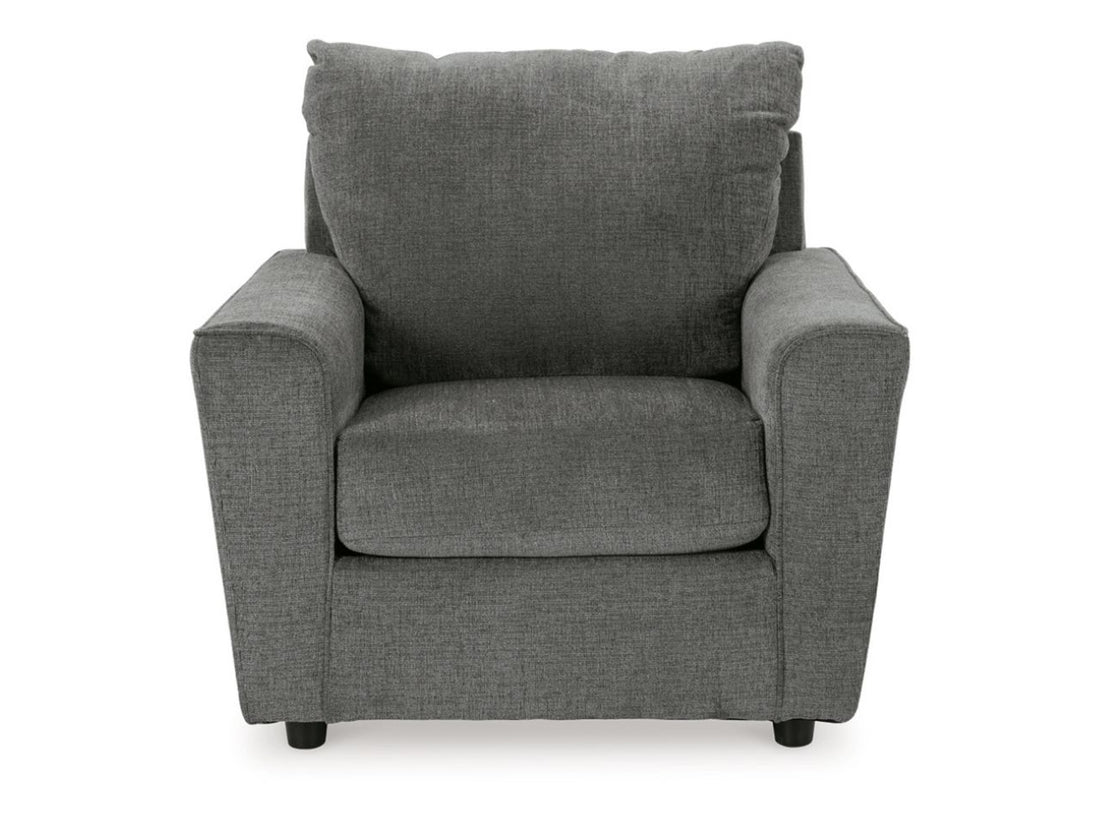 Stairatt Modern Chenille Accent Chair Gravel with Flared Arms in Calgary in a white background 