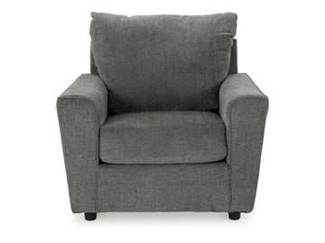 Stairatt Modern Chenille Accent Chair Gravel with Flared Arms in Calgary in a white background 