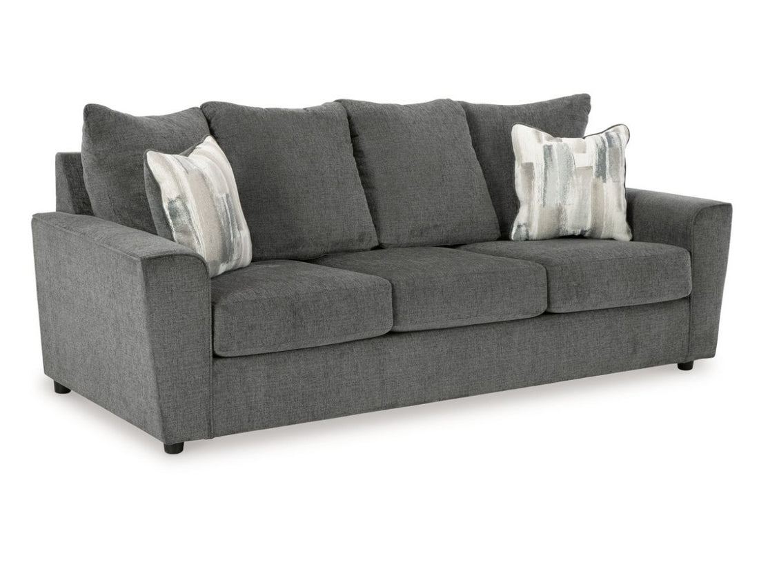 Stairatt Upholstered 3-Seater Sofa Gray Performance Fabric Modern Design in Calgary in a white background
