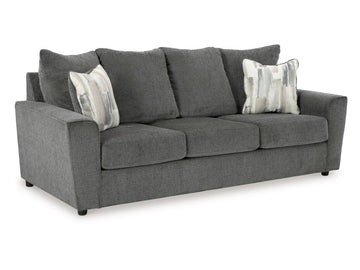 Stairatt Upholstered 3-Seater Sofa Gray Performance Fabric Modern Design in Calgary in a white background
