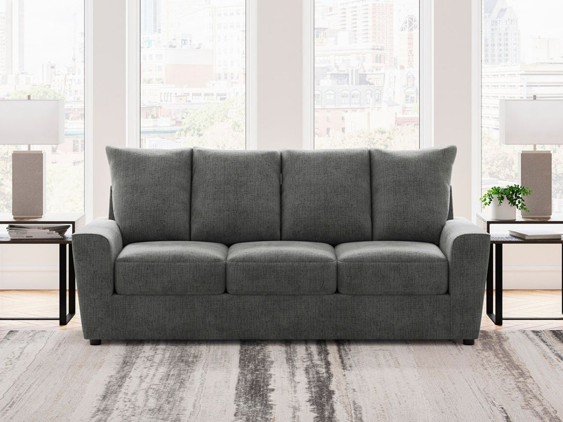 Stairatt Upholstered 3-Seater Sofa Gray Performance Fabric Modern Design in Calgary in a white background