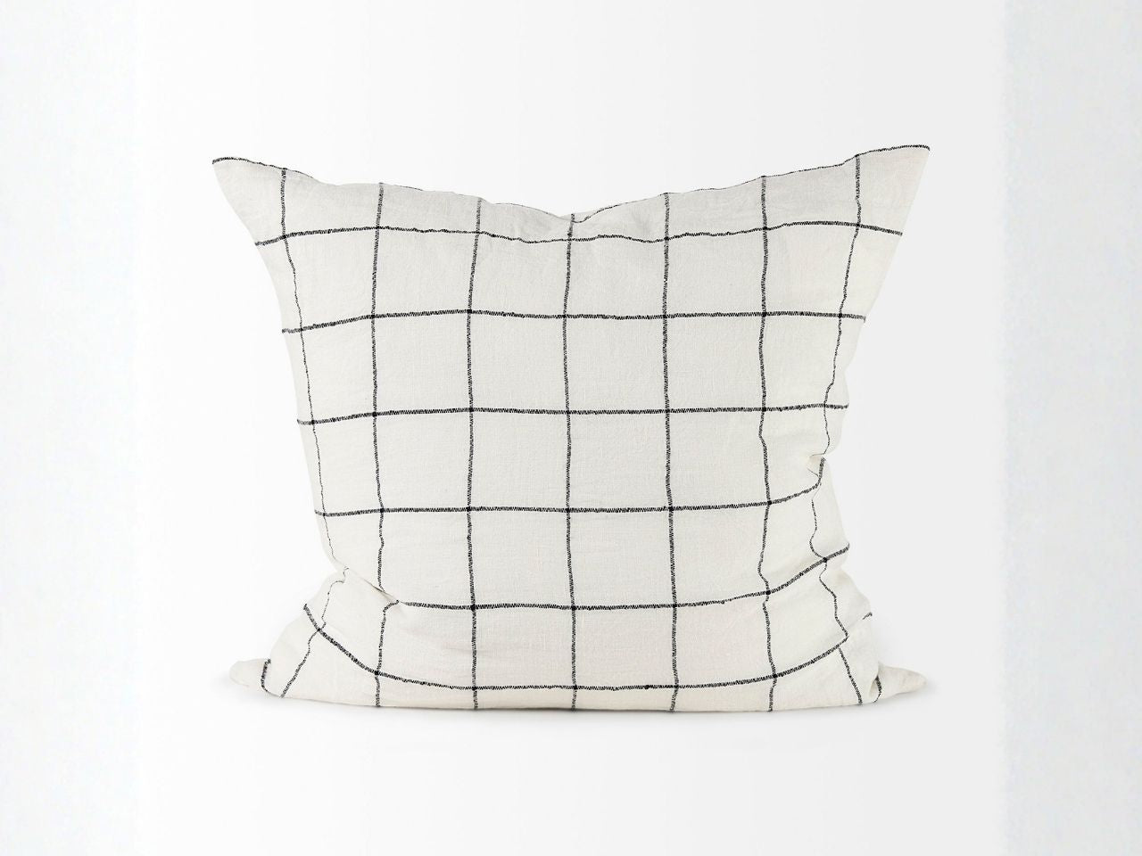 Suzanne 22 x 22 White/Black Square Pattern Decorative Pillow Cover in Calgary in a white background
