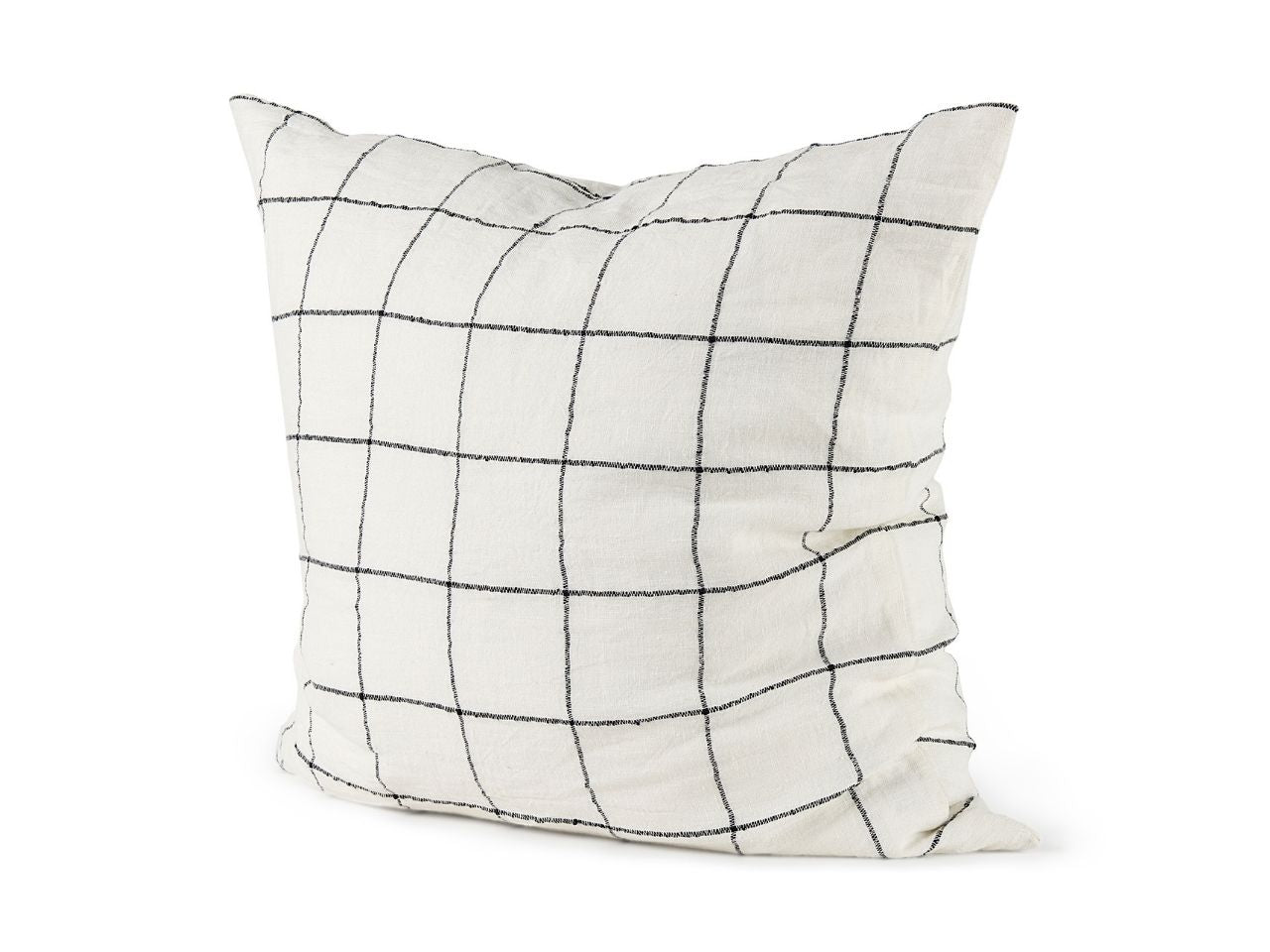 Suzanne 22 x 22 White/Black Square Pattern Decorative Pillow Cover in Calgary in a white background 