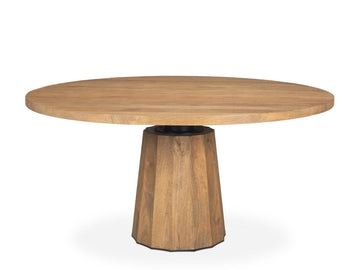 Swanson 60-inch Round Mango Wood Pedestal Dining Table, Solid in Calgary in a white background