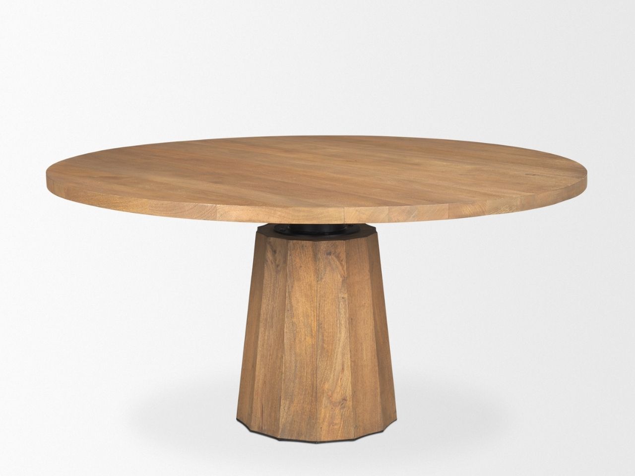 Swanson 60-inch Round Mango Wood Pedestal Dining Table, Solid in Calgary in a white background