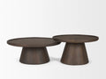 Takoda Dark Brown Wood Tapered Drum Nesting Coffee Tables - Calgary Furniture Store