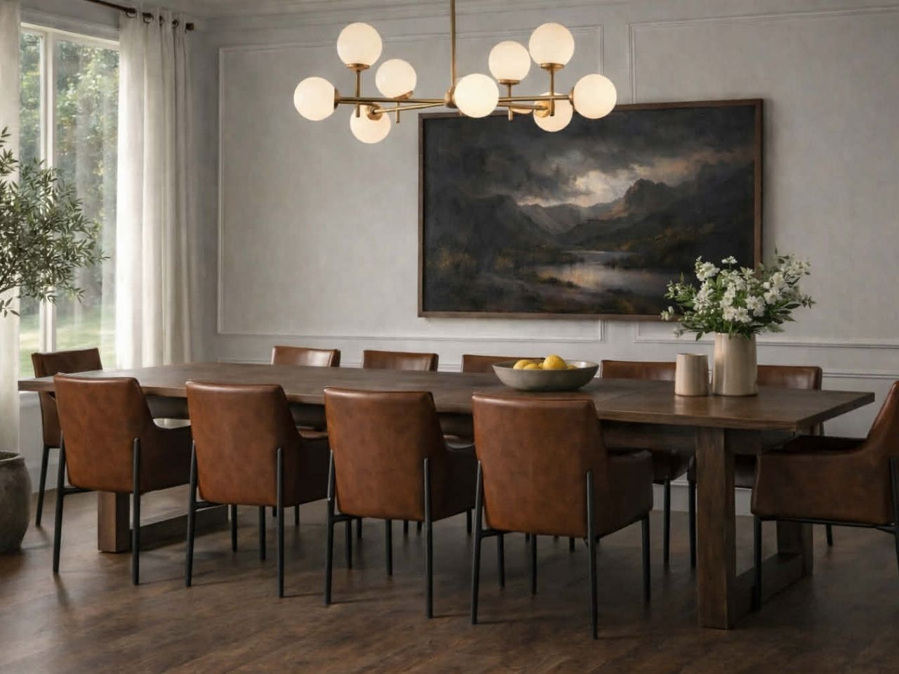Takota Dark Brown Rectangular Oak Dining Table with Birch Legs in Calgary