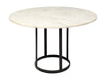 Tanner 48in Round White Marble Top Black Metal Base Table in Calgary in a white background