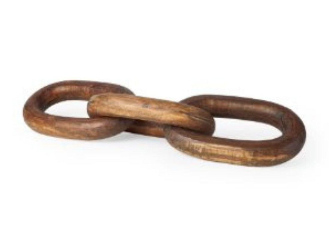 Tayla Large Medium Brown Wood Chain Link in Calgary in a white background