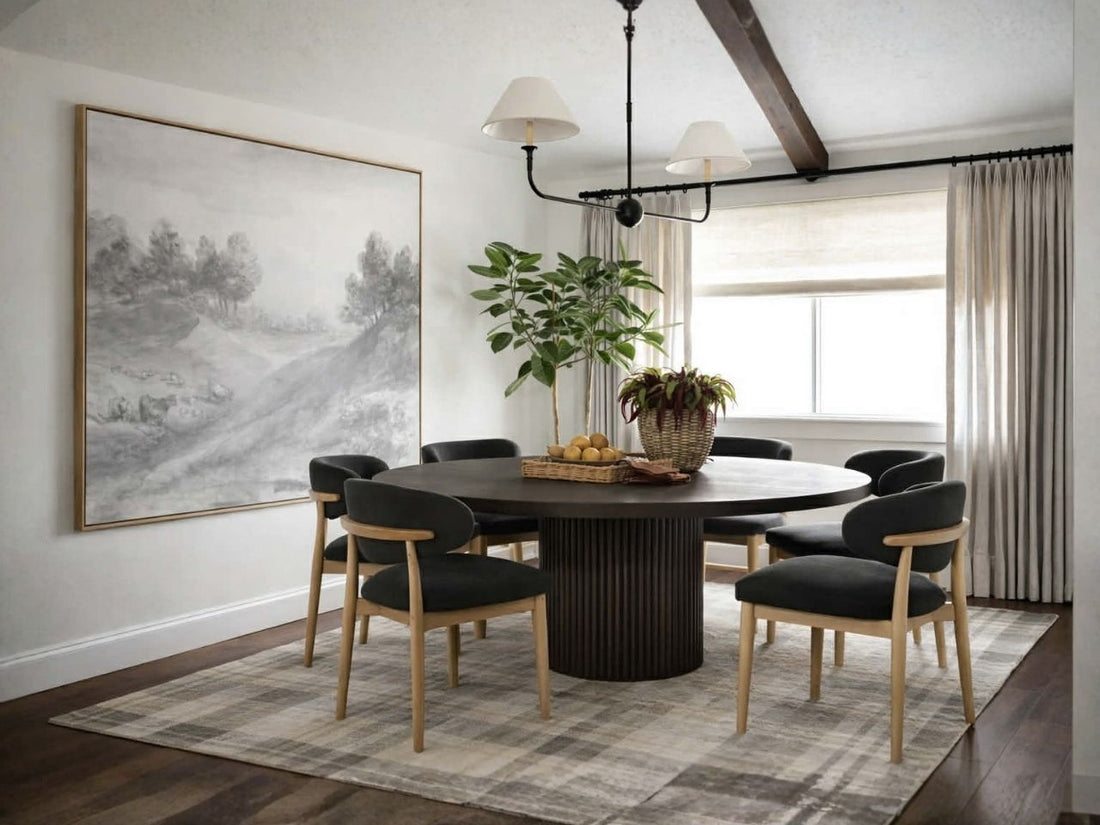 Terra Dark Brown Wood Round Dining Table in Calgary