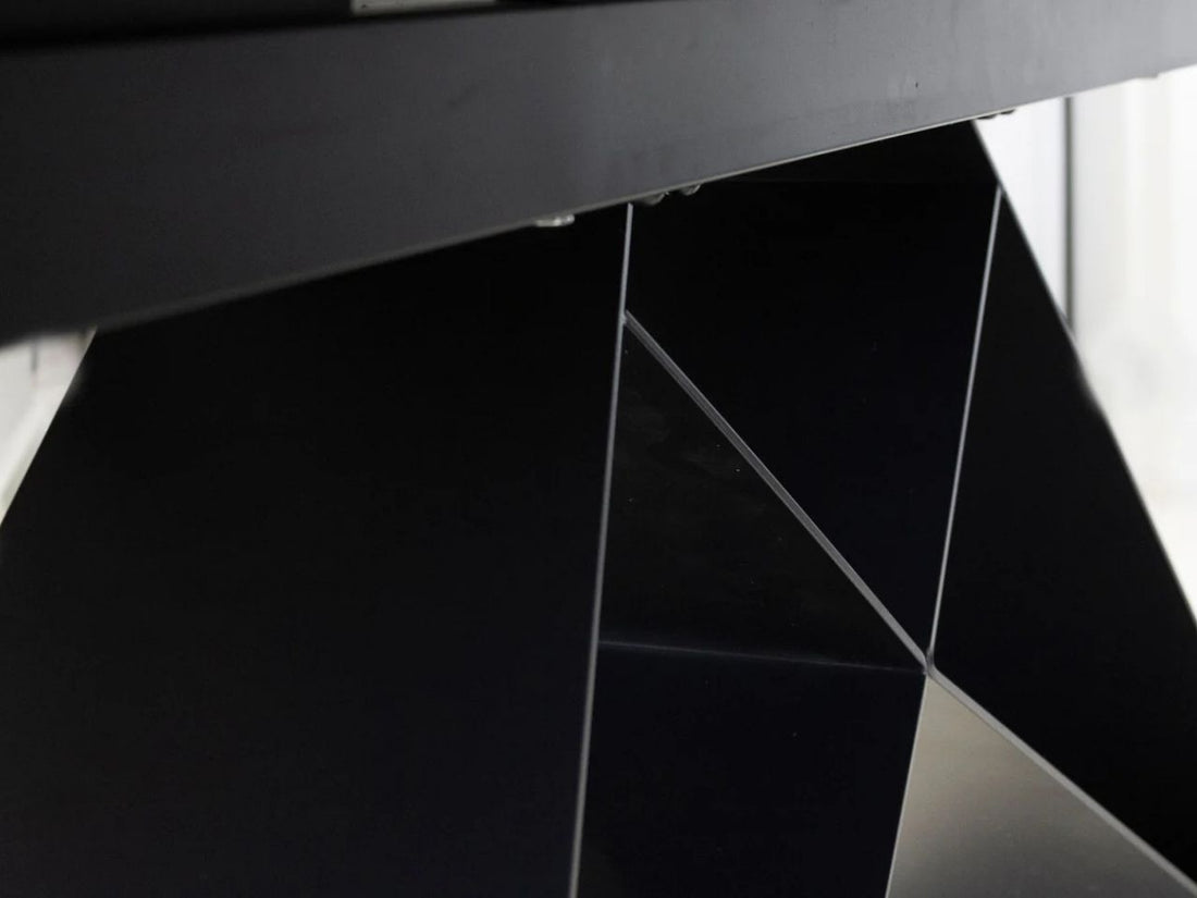 The W Dining Table - Slate Grey in a white background