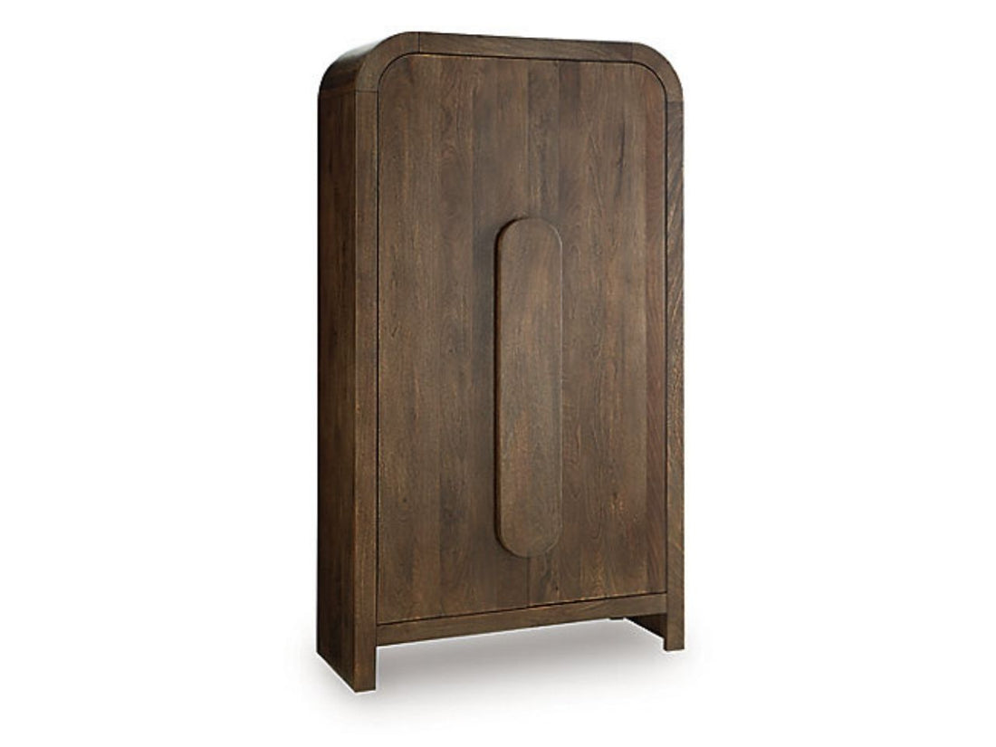 Thoren Mango Wood Accent Cabinet Medium Brown Soft-Close Shelving in Calgary in a white backround
