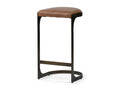 Tyson Brown Top-Grain Leather Bar Stool, Metal Frame in Calgary in a white background