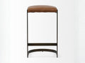 Tyson Brown Top-Grain Leather Bar Stool, Metal Frame in Calgary in a white background