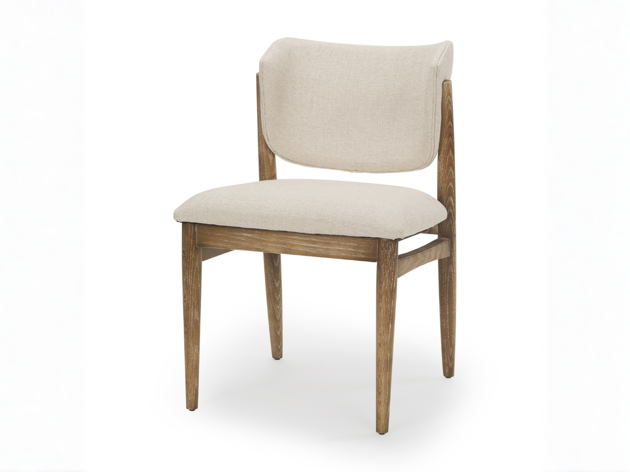Cline Cream Fabric Upholstered and Light Brown Wood Dining Chair - Calgary Furniture Store