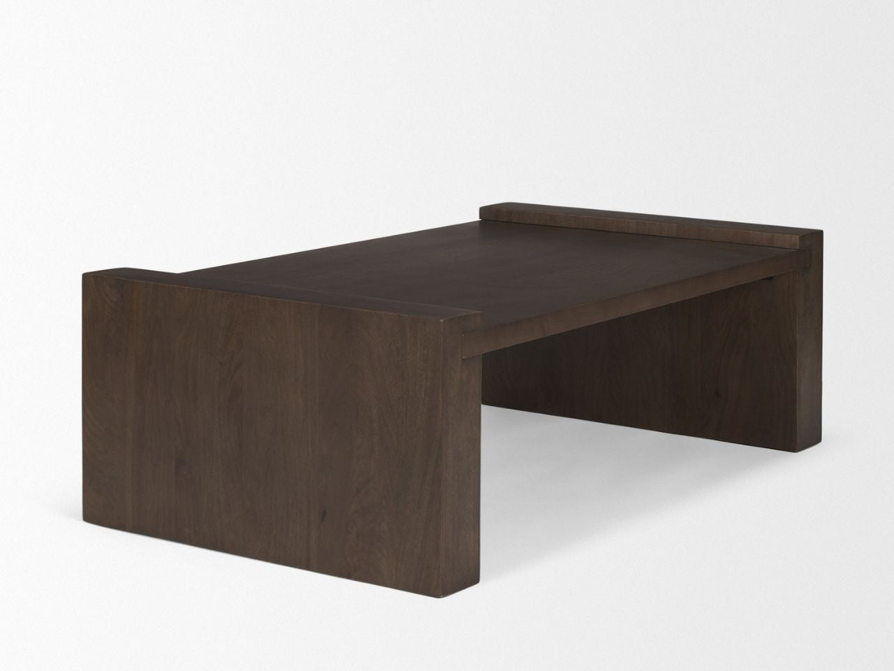 Wesson Dark Brown Wooden Rectangular Coffee Table in a white background - Calgary Furniture Store