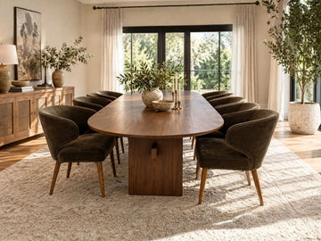 Solid wood oval dining table – custom dining furniture in Calgary.