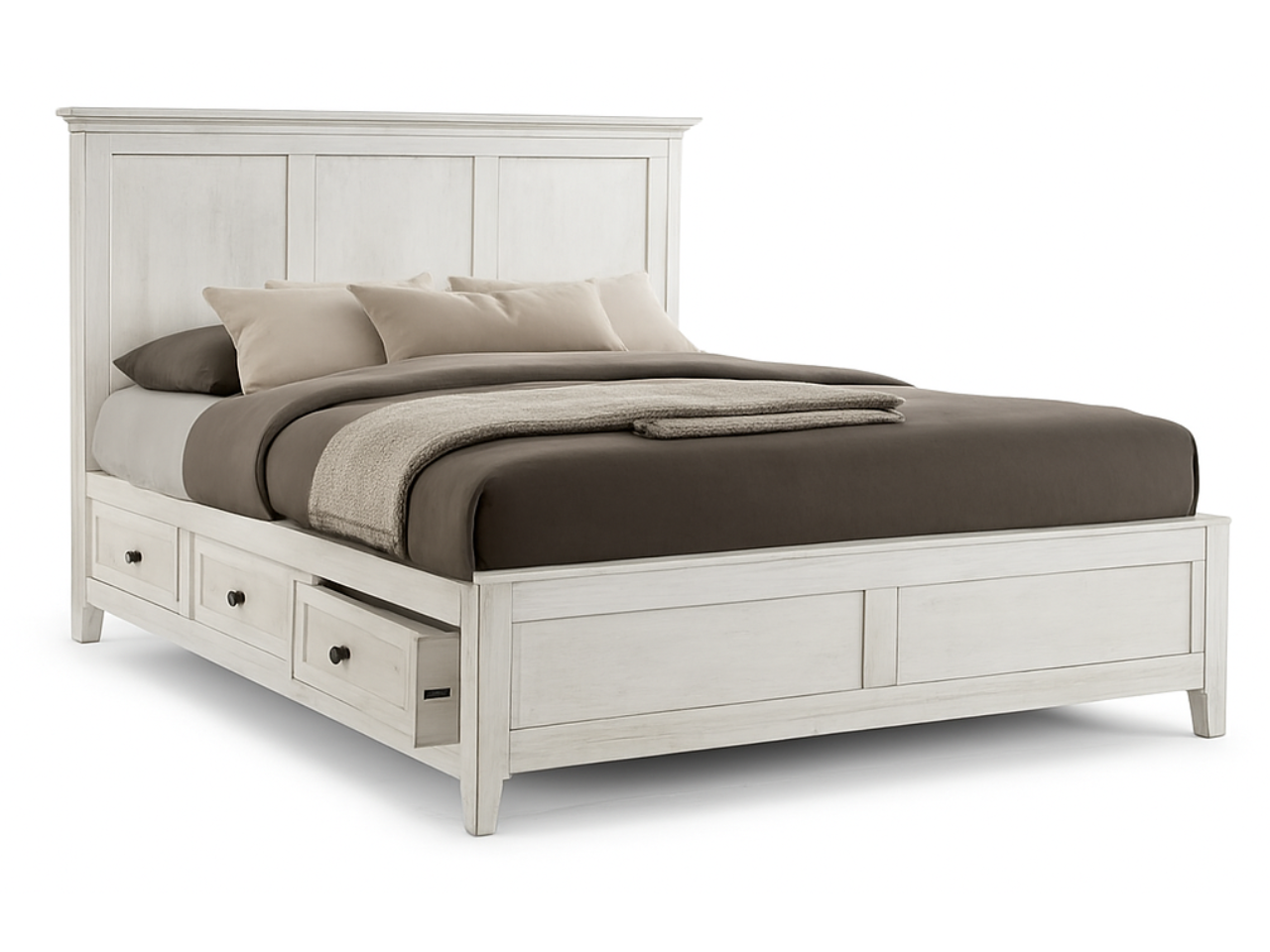 Rustic White San Mateo Bed with Storage