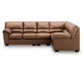 WillowBend Caramel Faux Leather 3-Piece Sectional with Jumbo Stitching in Calgary in a white background
