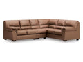 WillowBend Caramel Faux Leather 3-Piece Sectional with Jumbo Stitching in Calgary in a white background
