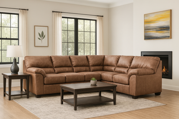 Willow Bend Caramel Faux Leather 3-Piece Sectional