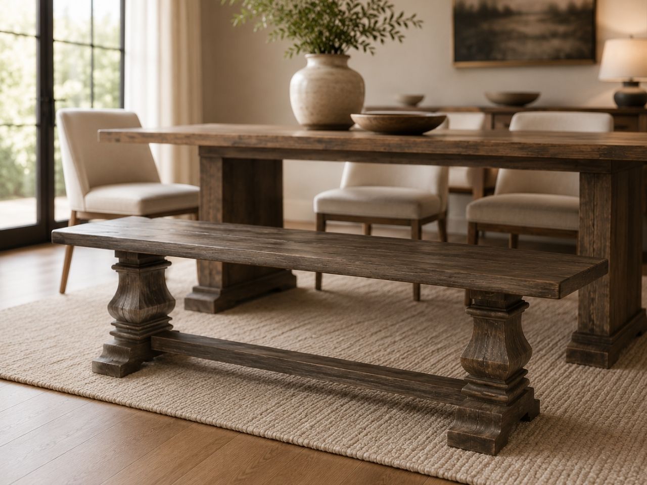 Wyndahl Dining Bench in a dining room setting. 