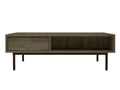 Coffee table with one drawer and an open storage shelf, shown on a clean white background.