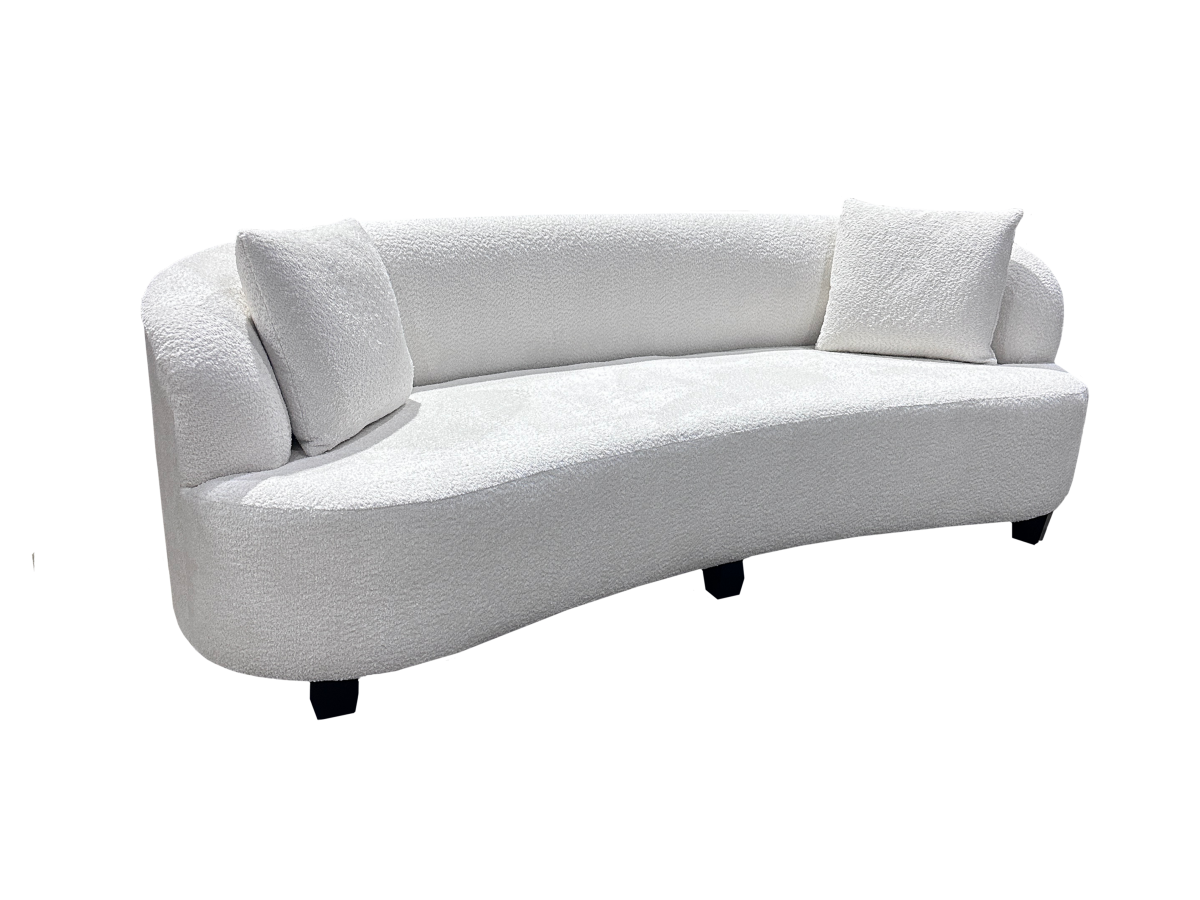 Sedona Curved Modern Sofa – Plush Upholstered White Bouclé Design