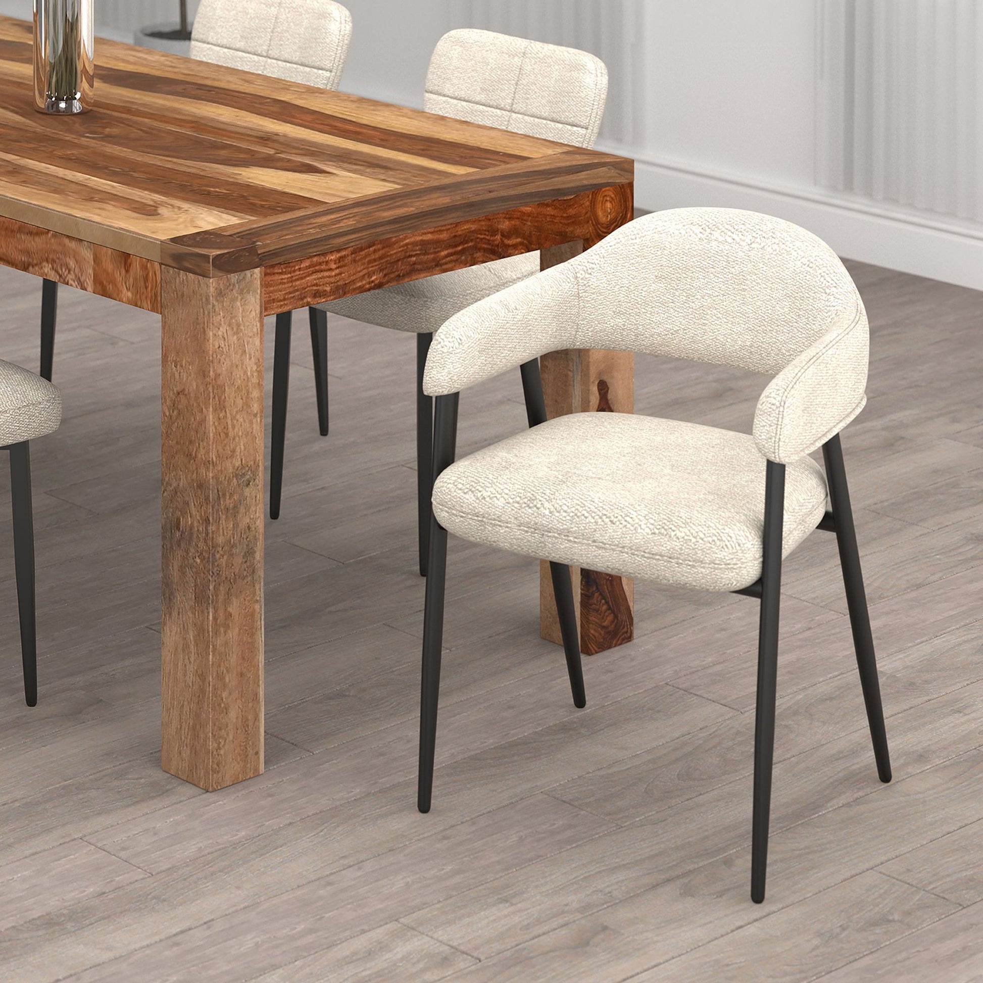 Archer Dining Chair, set of 2, in Beige Fabric and Black - Calgary Furniture Store