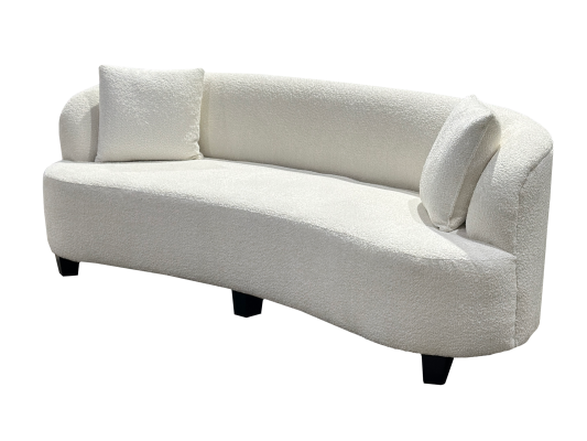 Sedona Curved Modern Sofa – Plush Upholstered White Bouclé Design
