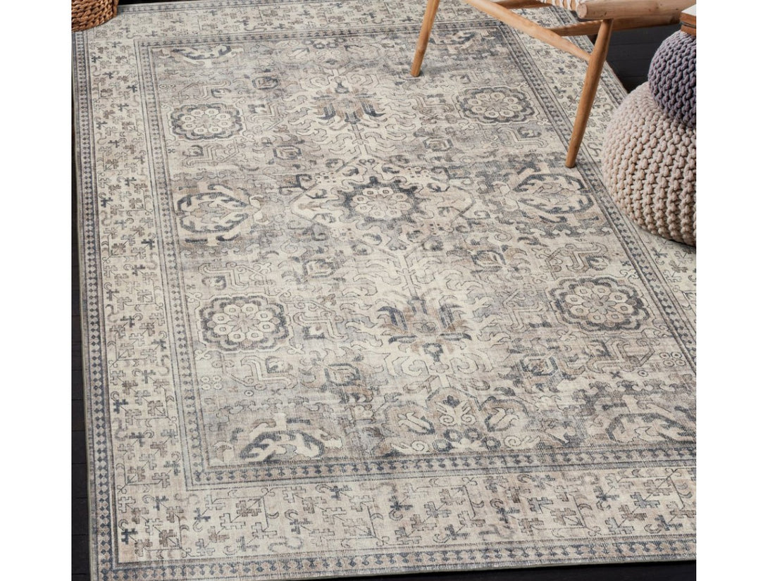 Paz Border - Beige Gray Ivory Rug - Calgary Furniture Store