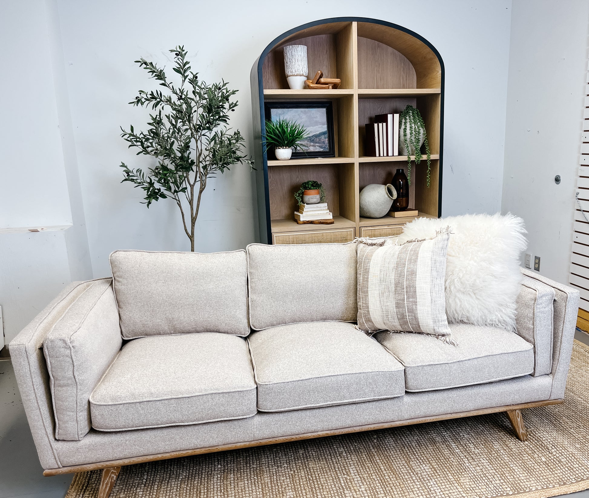 Brooks Cream Fabric Sofa - Calgary Furniture Store