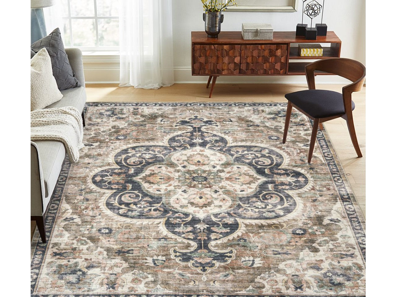 Joy Boho - Brown Beige Ivory Rug - Calgary Furniture Store