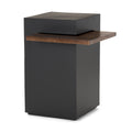 Charles Matte Black Metal w/ Wood Shelf Square Accent Table - Calgary Furniture Store