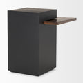 Charles Matte Black Metal w/ Wood Shelf Square Accent Table - Calgary Furniture Store