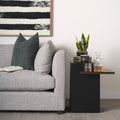 Charles Matte Black Metal w/ Wood Shelf Square Accent Table - Calgary Furniture Store