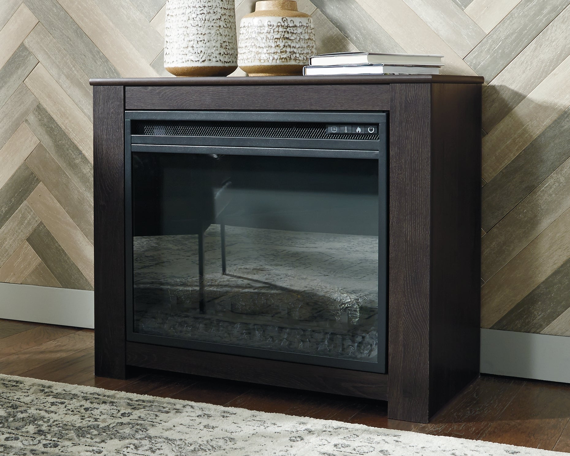 Harlinton Black Fireplace Mantel with W100-01 Electric Insert