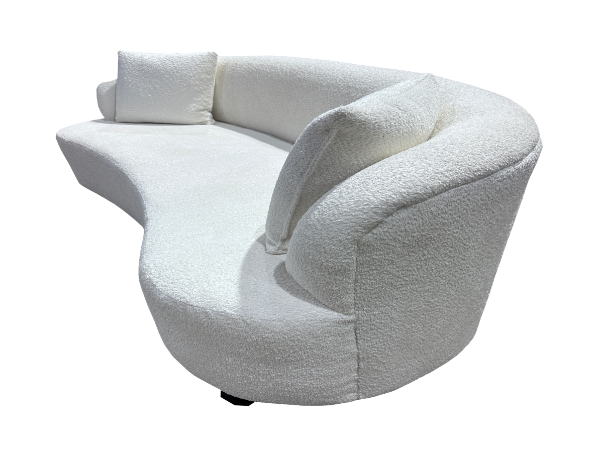 Sedona Curved Modern Sofa – Plush Upholstered White Bouclé Design