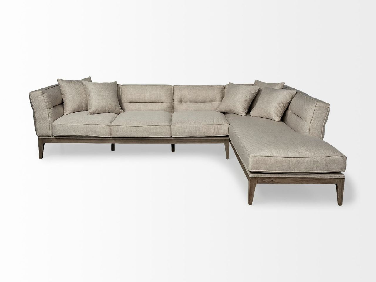 Denali III Beige Upholstered Wooden Frame Sectional in Calgary in a white background front view