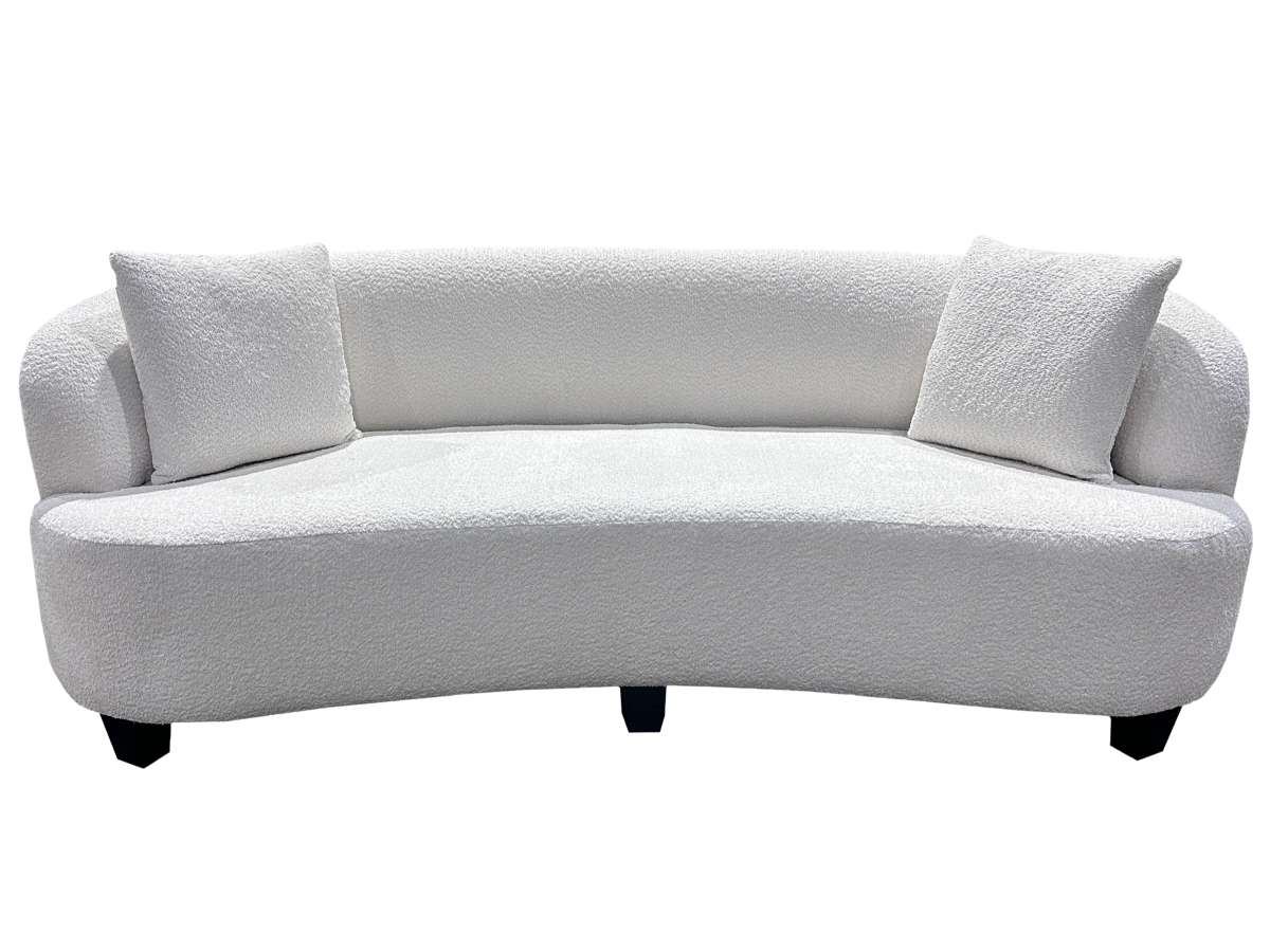 Sedona Curved Modern Sofa – Plush Upholstered White Bouclé Design